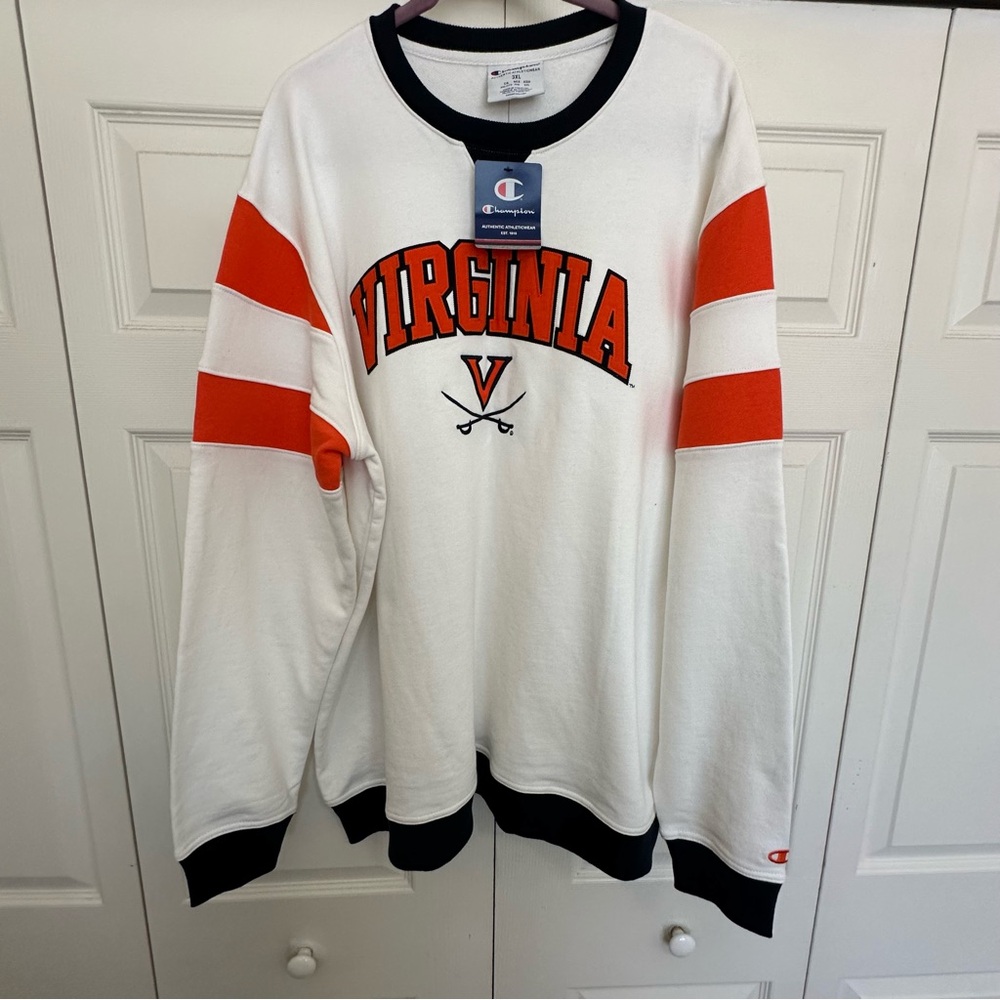 Champion University of Virginia Sweatshirt in White, Blue and Orange